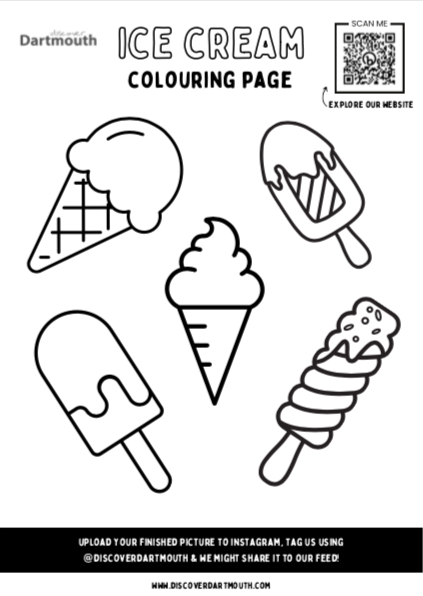 Discover Dartmouth ice cream colouring sheet